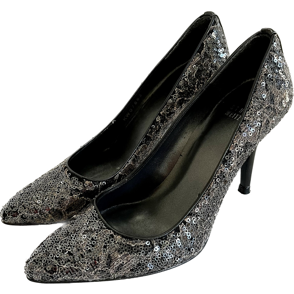 Stuart Weitzman Pipepower Volcanic Lace Black Pump Heels Size 6